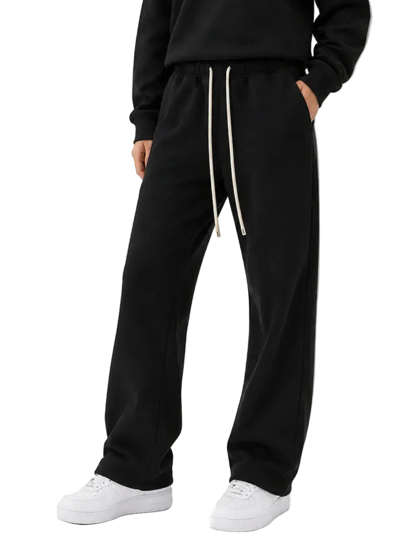 Unisex Solid Color Fleece Straight Leg Pants