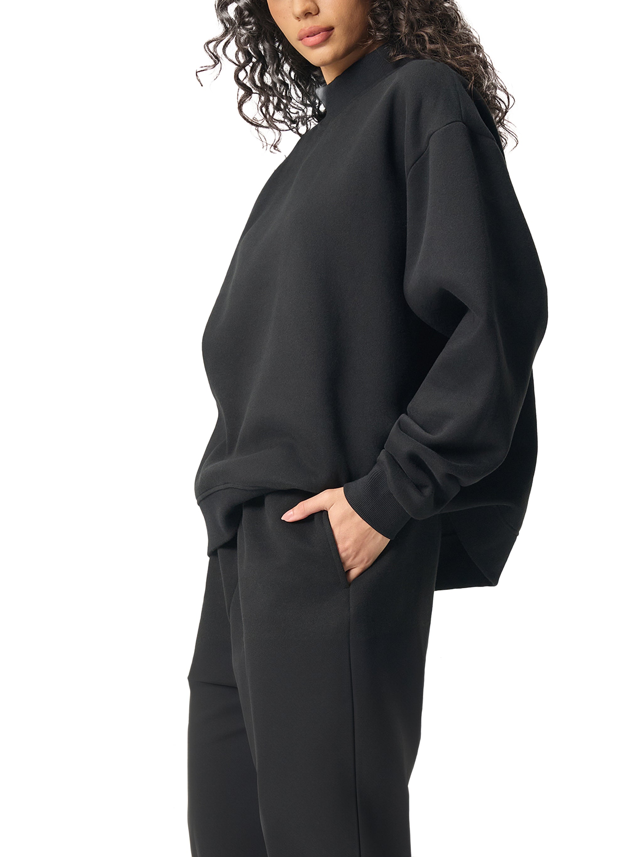 Fleece Mock-Neck Sweatshirt